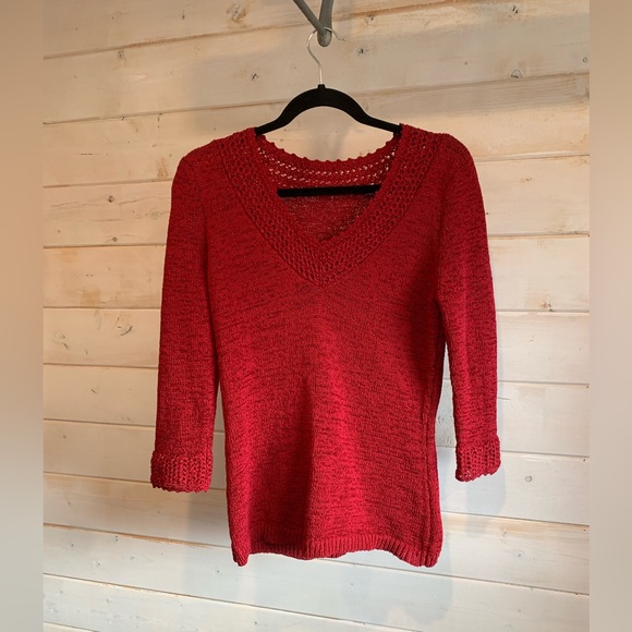 Vintage Sweaters - Red Knit Vintage Sweater